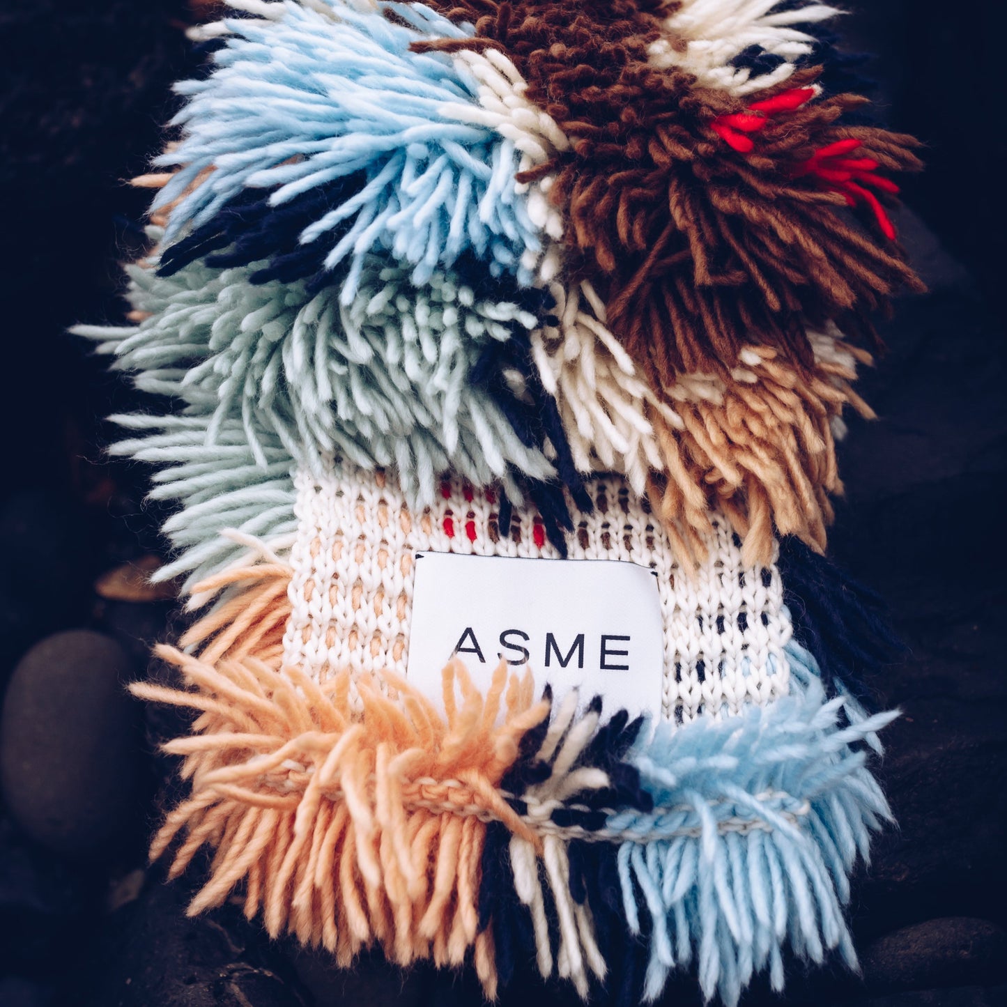 TEXTURED FUR STITCH PURE WOOL SCARF