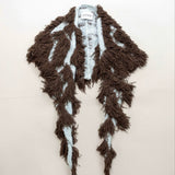 The 'Marly Scarf' - Bi-Colour Triangle Scarf in 100% Silk Long Fur Fringing Stitch