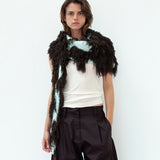 The 'Marly Scarf' - Bi-Colour Triangle Scarf in 100% Silk Long Fur Fringing Stitch