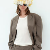 Textured Knit Headband in Bi-Colour Brushed Cashmere & Silk